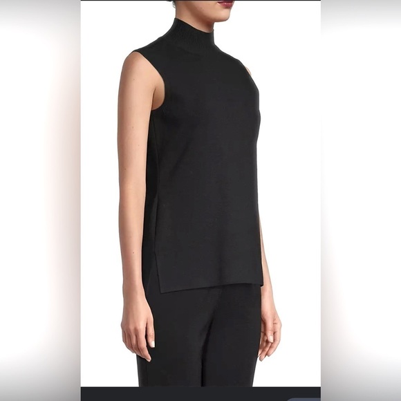 Misook Exclusively Korea Sleeveless Mock Neck Ribbed Shell Top Black ,size MP - Picture 1 of 8